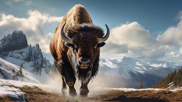 AI generated bison high quality image photo