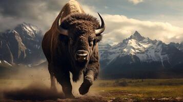 AI generated bison high quality image photo