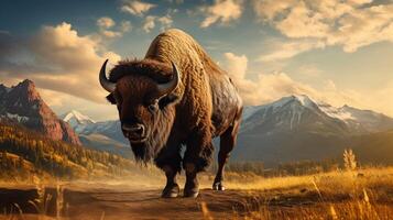 AI generated bison high quality image photo