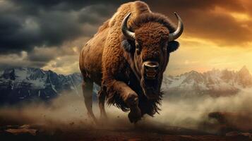 AI generated bison high quality image photo