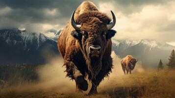 AI generated bison high quality image photo