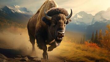 AI generated bison high quality image photo