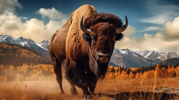 AI generated bison high quality image photo