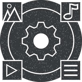 web desarrollo, gestionar contenido vector icono ilustración con sello efecto