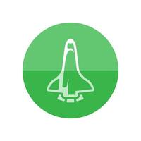 Space shuttle icon in flat color circle style. Exploration, satellite carrier, astronaut vector