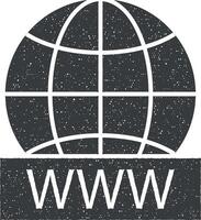 Web development, www, globe vector icon illustration with stamp effect