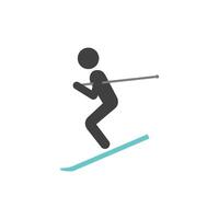 esquí icono en plano color estilo. deporte invierno jugando montaña vector