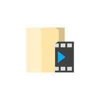 Movie folder icon in flat color style. Computer files cinema media player vector
