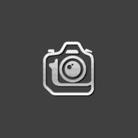 Camera icon in metallic grey color style. Photography digital SLR vector