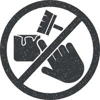 do not touch, paint icon vector illustration in stamp style