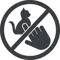 do not touch, animal, cat icon vector illustration in stamp style