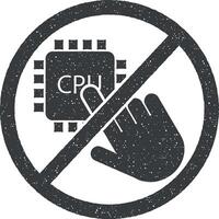 not touch processor icon vector illustration in stamp style