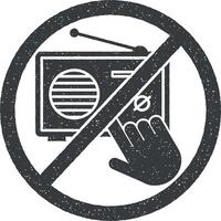 no toque radio icono vector ilustración en sello estilo