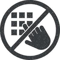 do not touch, code icon vector illustration in stamp style