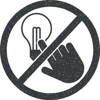 not touch light bulb icon vector illustration in stamp style