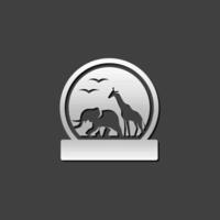 Zoo gate icon in metallic grey color style. Animal park jungle vector