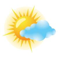 clima pronóstico parcialmente soleado icono en color. meteorología nublado vector