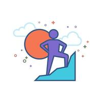 Rock climbing icon flat color style vector illustration