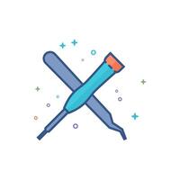 Tweezers and screwdriver icon flat color style vector illustration