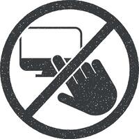 do not touch, monitor icon vector illustration in stamp style