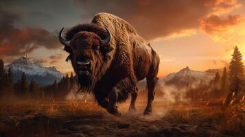 AI generated bison high quality image photo