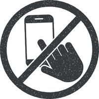 do not touch the phone icon vector illustration in stamp style