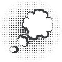 pop art, speech bubble, clouds icon vector illustration in stamp style