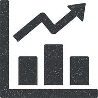 Chart arrow up graph bar histograms icon vector illustration in stamp style