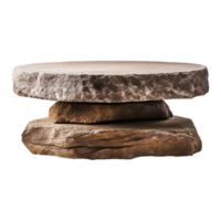 AI generated Flat rock stone podium for display product isolated on transparent background png