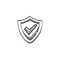 Hand drawn sketch icon shield check vector