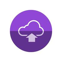 Cloud upload icon in flat color circle style. vector