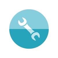 Wrench icon in flat color circle style. Tool metal workshop machine repair vector