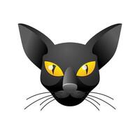 gato icono en color. animal negro gatito vector