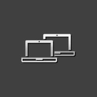 Laptops icon in metallic grey color style. Electronic computer vector