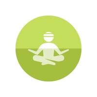 Meditation icon in flat color circle style. Concentration wellness health spirit vector