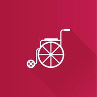 Wheelchair flat color icon long shadow vector illustration