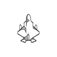 Hand drawn sketch icon fighter jet vector