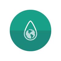 Earth water drop icon in flat color circle style. Climate change, conservation vector