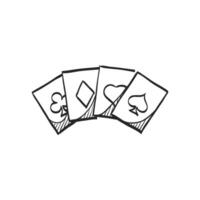 mano dibujado bosquejo icono jugando tarjetas vector