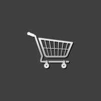 Shopping cart icon in metallic grey color style. Buying ecommerce vector