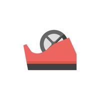 Tape dispenser icon in flat color style. Office tool work supplies desktop vector