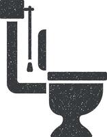 cerrado, baño, asiento, baño icono vector ilustración en sello estilo