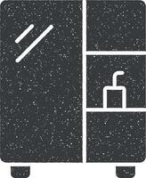 Wardrobe, bathroom, furniture icon vector illustration in stamp style