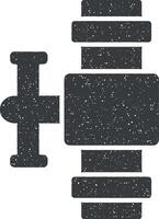 Faucet, drop, sink icon vector illustration in stamp style