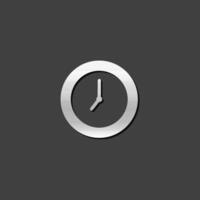 Clock icon in metallic grey color style. Alarm wall time vector