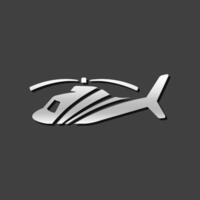 Helicopter icon in metallic grey color style. Transportation air aviation vector