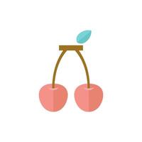 Cherry icon in flat color style. Food fruit healthy lifestyle diet sweet cake bread bakery topping decoration vector