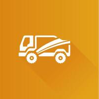 Rally truck flat color icon long shadow vector illustration