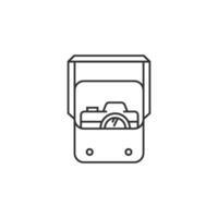 Camera bag icon in thin outline style vector