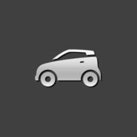 Green car icon in metallic grey color style. Low emission electric vehicle vector